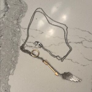 Banana Republic Silver Gold Necklace with Two-Tone Pendant